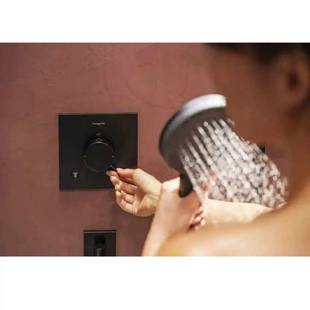 Смеситель для душа Hansgrohe Ecostat Comfort E термостатический, черный матовый хром (33711340) - Фото 7 Смеситель для душа Hansgrohe Ecostat Comfort E термостатический, черный матовый хром (33711340) - изображение 7