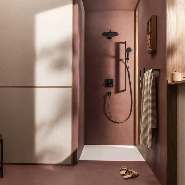 Смеситель для душа Hansgrohe Ecostat Comfort E термостатический, черный матовый хром (33711340) - Фото 10 Смеситель для душа Hansgrohe Ecostat Comfort E термостатический, черный матовый хром (33711340) - изображение 10