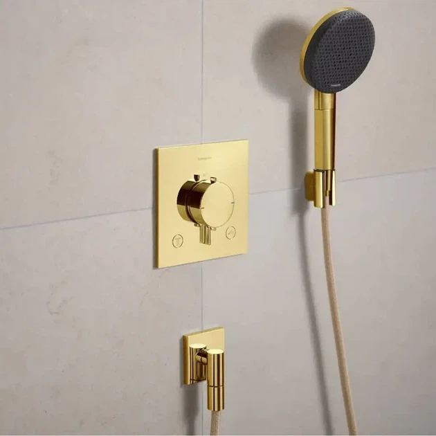 Смеситель для душа Hansgrohe Ecostat Comfort E термостатический, золото (33711990) - Фото 2 Смеситель для душа Hansgrohe Ecostat Comfort E термостатический, золото (33711990) - изображение 2