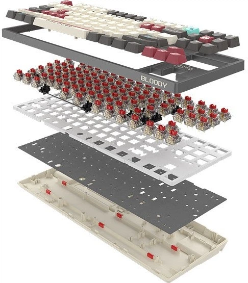 Клавіатура дротова A4Tech Bloody S87 USB Pixels Red (A4TKLA47736) - зображення 11