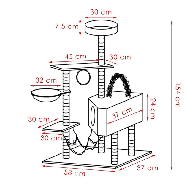 Drapak dla kota Springos Wielopoziomowy Kremowy PA1044 (5907719457666) - obraz 10