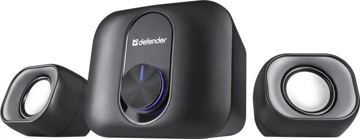Комп'ютерні стовпчики Defender V13 USB Black/Grey — акустика 2.1 з сабвуфером, потужність 11 Вт (2×3 Вт + 5 Вт), AUX 3.5 мм, USB живлення, LED-підсвічування, мультимедійна система для ПК - зображення 2