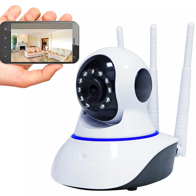 Відеоняня, Внутрішня Wi-Fi камера спостереження з поворотом 355°, HD 1080p, нічне бачення, датчик руху, двосторонній аудіозв'язок, сирена, слот microSD до 64 ГБ - зображення 3