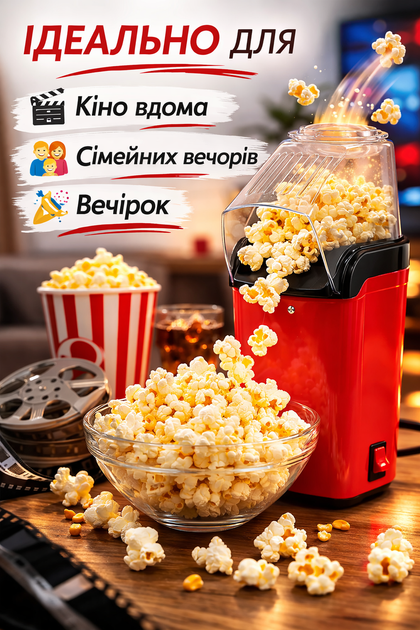 Попкорниця Popcorn maker Minijoy GPM-810 електрична для приготування попкорну без олії апарат для попкорну гарячим повітрям домашня машина для попкорну для кухні та перекусів - зображення 2