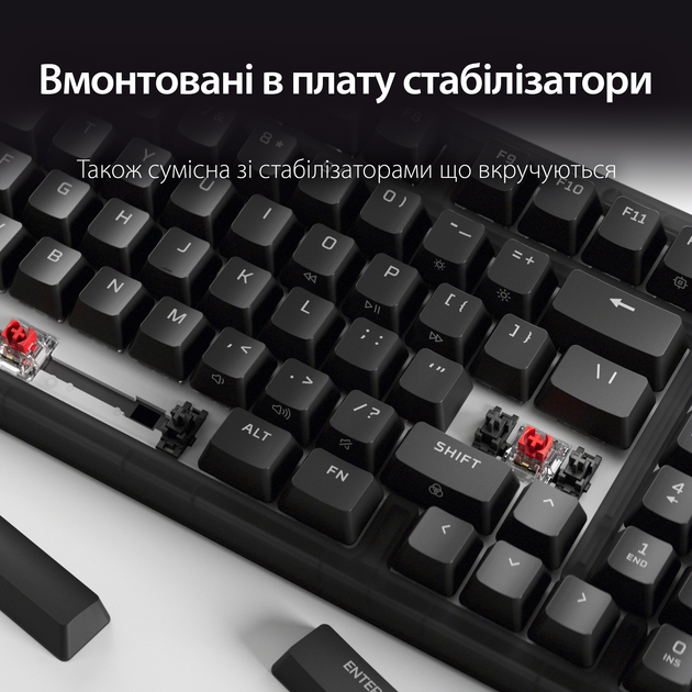 Клавиатура проводная HyperX Origins 2 65 Linear Red RGB USB Black (B4QS3AA) - изображение 5