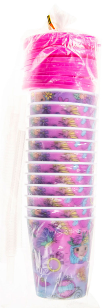 Zestaw kubków Duckiez Księżniczki ze słomką i różową pokrywką 250 ml 12 szt (5413247181800) - obraz 2