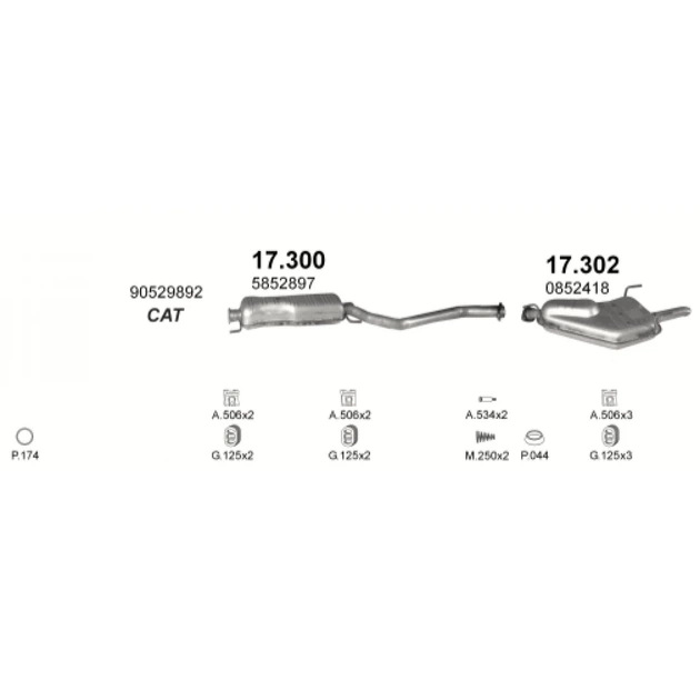 Резонатор Opel Vectra B 2.0Di 16V TD 11/96-04/00 Polmostrow (17.300) (857300) - зображення 2