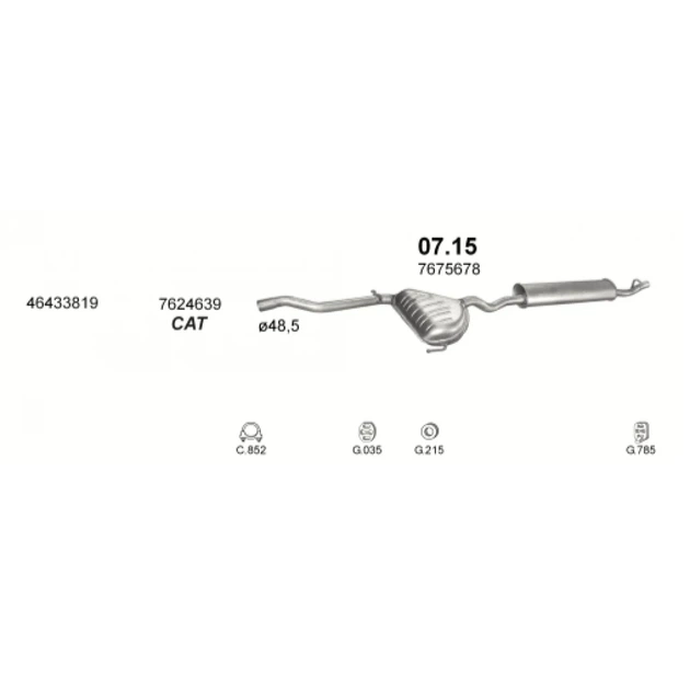 Глушитель Fiat Tempra 90-97 1.4ie/1.6ie kat Polmostrow (07.15) (850715) - изображение 2