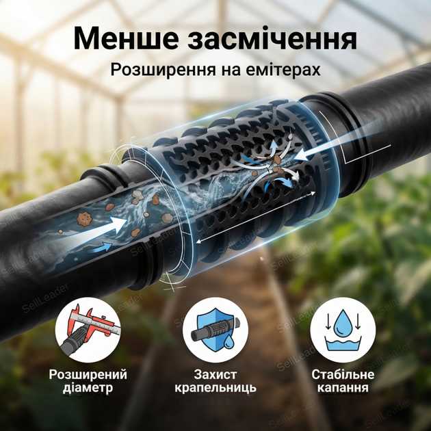 Трубка Ø 16мм 100м для капельного полива теплиц грядок газона расстояние между эмитерами 33см расход 2,5 л/ч - изображение 7