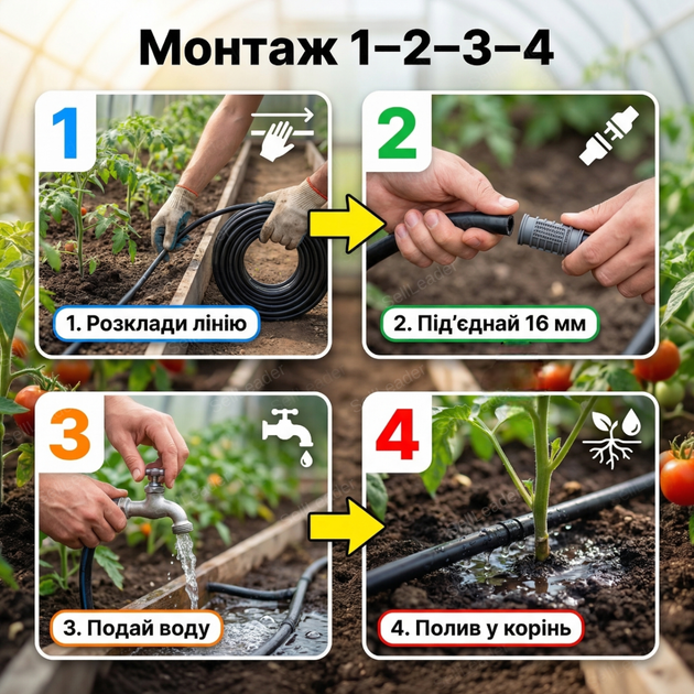 Трубка Ø 16мм 100м для капельного полива теплиц грядок газона расстояние между эмитерами 33см расход 2,5 л/ч - изображение 8