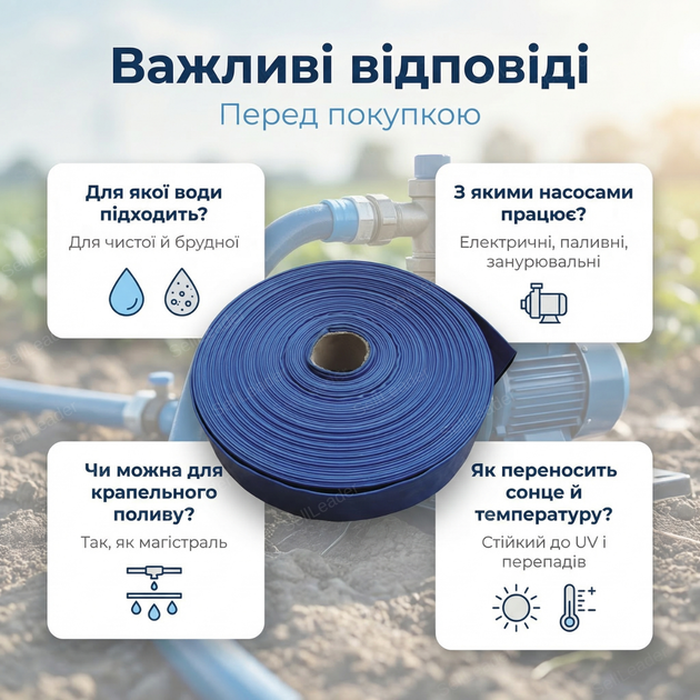 Плоский шланг 50 м 1"/25 мм 2 бар для воды полива сада газона мойки напорный армированный рукав ПВХ - изображение 4