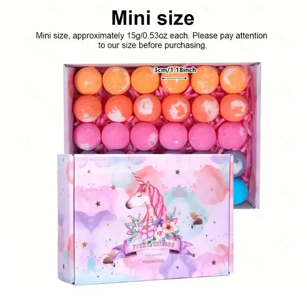 Набір бомбочок для ванни 30 шт лаванда з ефірними оліями міні bath bombs подарунковий набір для релаксу - зображення 2