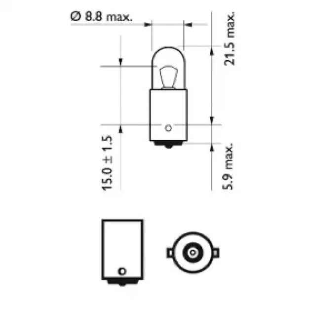 Лампа автомобільна Philips T4W 12V BA9S T8,5X24,5 (12929 CP) 770129 - зображення 3