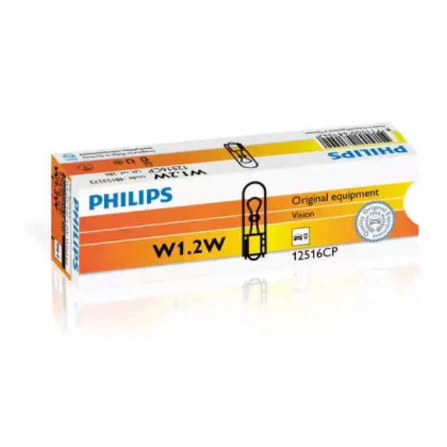 Лампа автомобильная Philips W1,2W 12V W2X4,6D T5 (12516 CP) 770127 - Фото 2 Лампа автомобильная Philips W1,2W 12V W2X4,6D T5 (12516 CP) 770127 - изображение 2