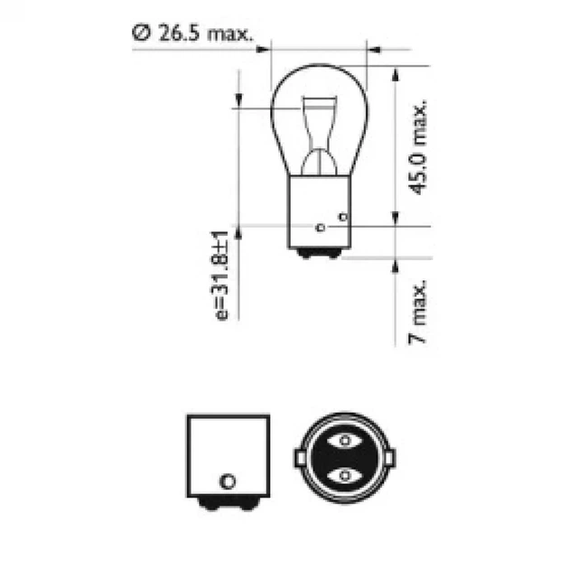 Лампа автомобильная Philips 2 контакта P21/4W 12V BAZ15D (12594 CP) 770121 - изображение 2