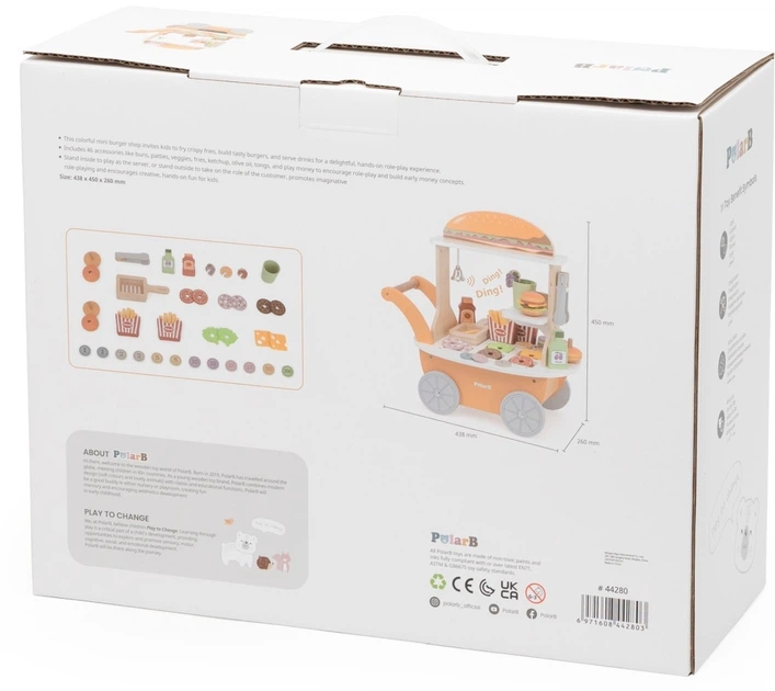 Дерев’яний кулінарний візок Viga PolarB Малий Бургер-бар (6971608442803) - зображення 8