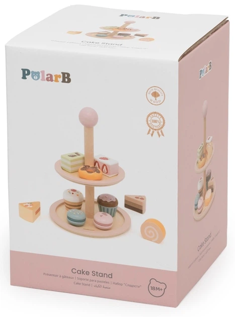 Набір ігровий Дерев’яна Солодка етажерка Viga PolarB Макаруни та тістечка (6971608442841) - зображення 5