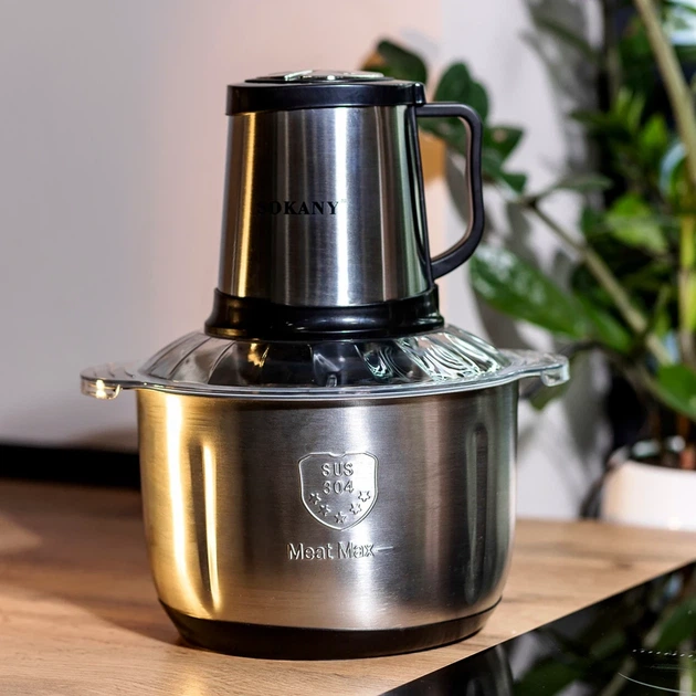 Чоппер Sokany SK-7015 800 Вт 3,9л нержавеющая сталь для измельчения мяса овощей фруктов серый - изображение 7