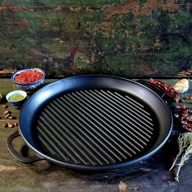 Казан 8л чавунний 34см узбецький WOK з кришкою сковородою гриль чавунна вага 11кг - Фото 6 Казан 8л чавунний 34см узбецький WOK з кришкою сковородою гриль чавунна вага 11кг - зображення 6