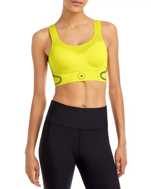 Спортивний жіночий топ by Stella McCartney Women Plus Size Brand Logo Padded Sports Bra HS8198 жовтого кольору для йоги фітнесу залу Розмір 4XL - зображення 4