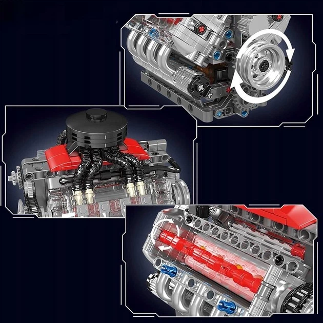 Моторизованный конструктор Chevrolet Chevy V8 LSX 454 (487 деталей) – реалистичная модель автомобильного двигателя, с коробочкой - Фото 8 Моторизованный конструктор Chevrolet Chevy V8 LSX 454 (487 деталей) – реалистичная модель автомобильного двигателя, с коробочкой - изображение 8