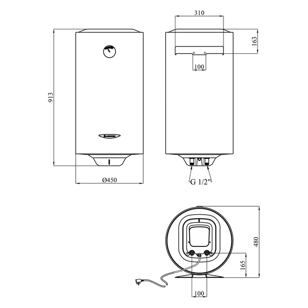 Водонагреватель Ariston SG1 100 V EU с мокрым ТЭНом 3213002 - изображение 2