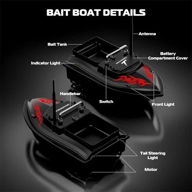 Кораблик FLYTEС V050 5200 mah для прикормки, риболовлі, короповий човен на управлінні! - Фото 3 Кораблик FLYTEС V050 5200 mah для прикормки, риболовлі, короповий човен на управлінні! - зображення 3