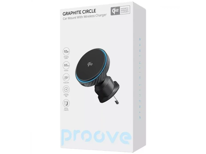 Автомобільний тримач для смартфона Proove Graphite Circle Qi2 15W Black (WHGC15010001) - Фото 5 Автомобільний тримач для смартфона Proove Graphite Circle Qi2 15W Black (WHGC15010001) - изображение 5