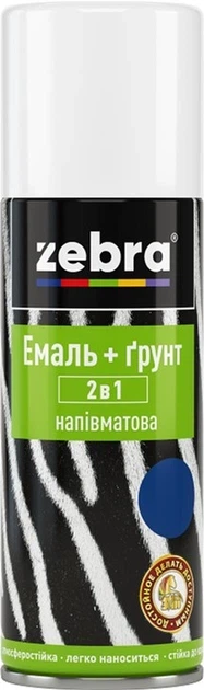 Емаль-балон +грунт ZEBRA чорний 2 в 1 напівматовий 90 - Фото 1 Емаль-балон +грунт ZEBRA чорний 2 в 1 напівматовий 90 - изображение 1