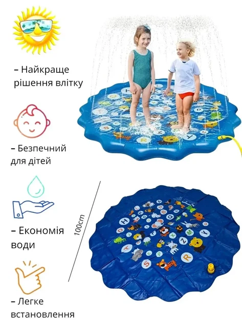 Детский водный коврик Splash Pad 100 см (бассейн-фонтан для детей) - изображение 3