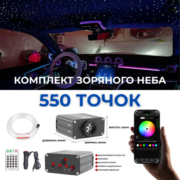 Звездное небо (550 точек) в потолок любого автомобиля 4 метра / 0.75мм - Фото 1 Звездное небо (550 точек) в потолок любого автомобиля 4 метра / 0.75мм - изображение 1