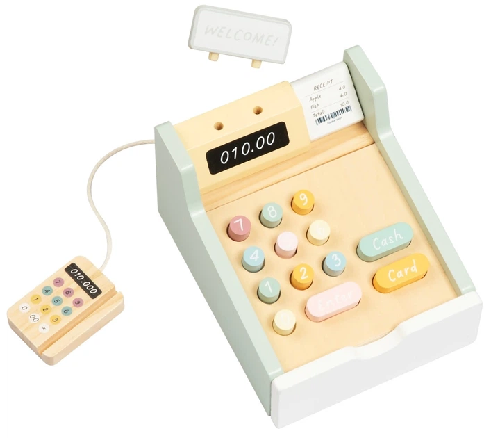 Zestaw do zabawy Tooky Toy Drewniana kasa sklepowa (6976831554958) - obraz 4