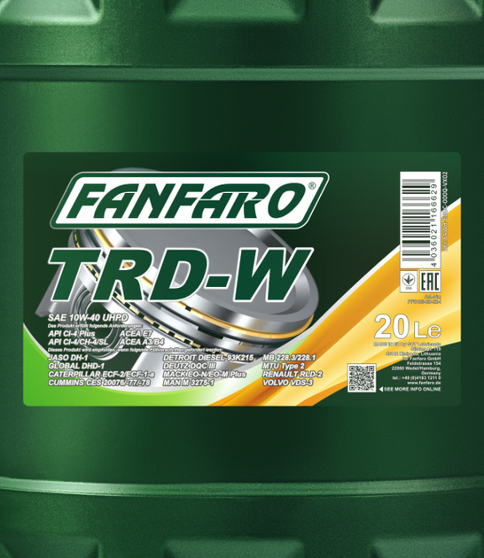Моторное масло Fanfaro TRD-W 10w-40 Semi-synthetic UHPD 20 л (FF6105-20) - изображение 2