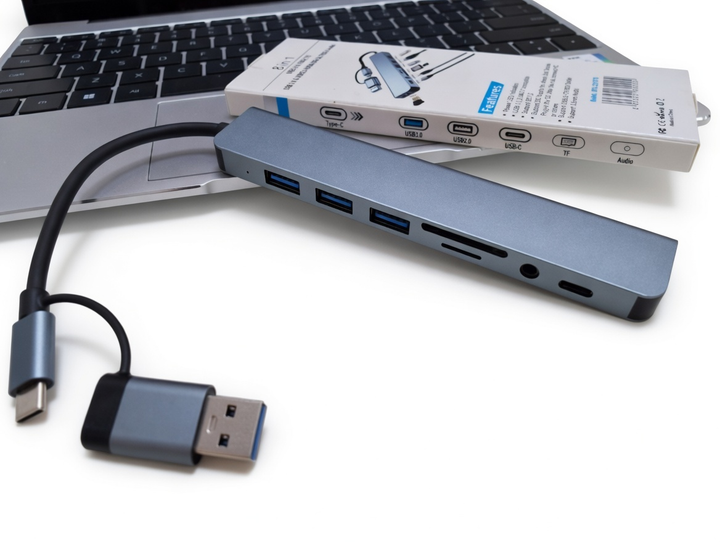 Адаптер-Хаб 8 в 1 USB Type-C, мультифункціональний концентратор, Hub, кардрідер, перехідник, розгалужувач - зображення 11