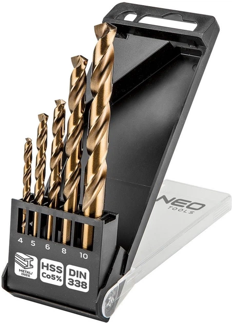Набір свердел по металу Neo Tools 5 шт. (5906692009060) - зображення 3