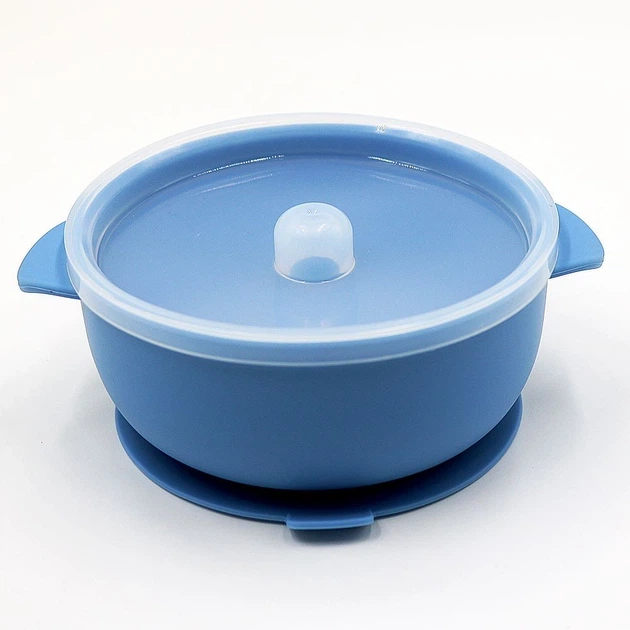 Силіконова тарілка з кришкою – Powder Blue - зображення 7