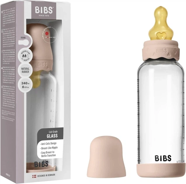 Скляна дитяча пляшечка BIBS Glass Bottle Round Latex Boheme Blush - 240 ml, 2+m - Фото 7 Скляна дитяча пляшечка BIBS Glass Bottle Round Latex Boheme Blush - 240 ml, 2+m - зображення 7