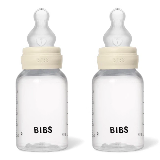 Пластикова дитяча пляшечка BIBS Baby Bottle Round Silicone 150 мл Slow Flow (повільний потік) Ivory, 2 шт - изображение 8