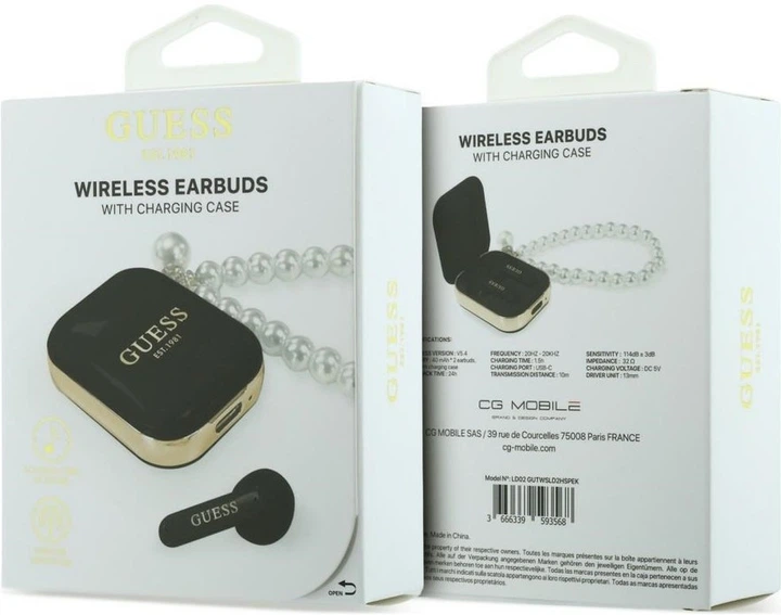 Słuchawki Guess Pearl Strap Czarne (3666339593568) - obraz 4