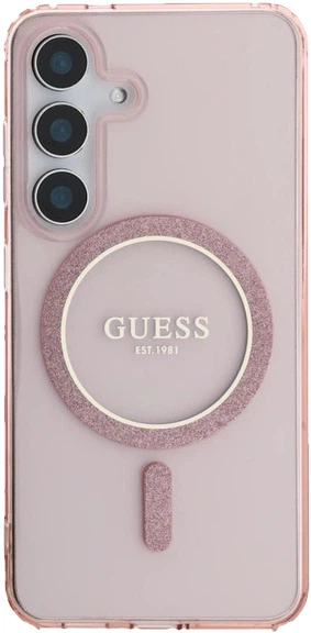 Панель Guess Glitter Circle Classic Logo MagSafe для Samsung Galaxy S25 Pink (3666339449773) - зображення 1
