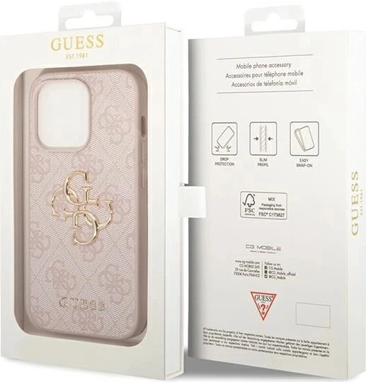 Панель Guess 4G Big Metal Logo для Apple iPhone 15 Pro Max Pink (3666339171612) - зображення 4