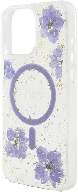 Etui Guess Resin Flowers MagSafe do Apple iPhone 16 Pro Fioletowy (3666339352400) - obraz 2