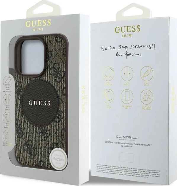 Панель Guess 4G Circle Classic Logo MagSafe для Apple iPhone 16 Pro Max Brown (3666339426507) - зображення 4