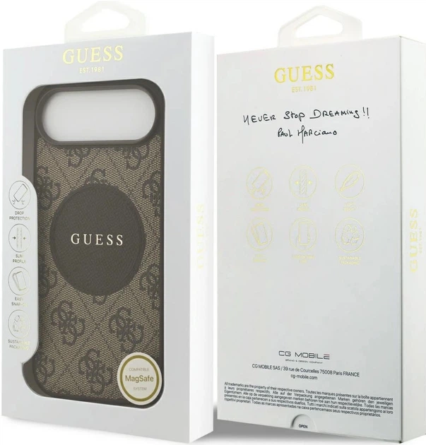 Etui Guess 4G Circle Classic Logo MagSafe do Apple iPhone Air Brązowe (3666339490010) - obraz 4