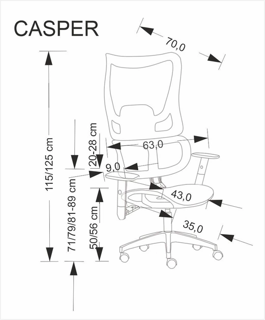 Офісне крісло Halmar Casper Чорне (V-CH-CASPER-FOT) (5905248135864) - зображення 2