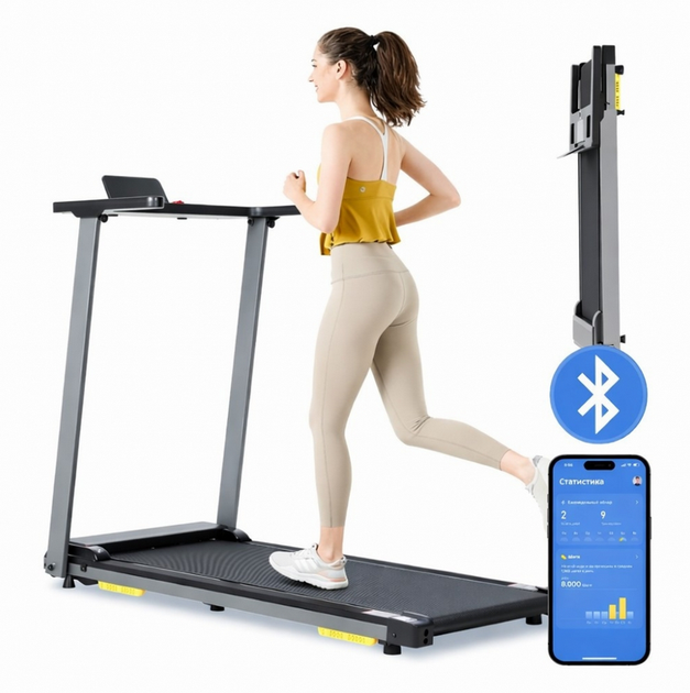 Беговая дорожка Novonova до 12 км/ч LCD-дисплей Bluetooth 15 программ до 120 кг складная черная - Фото 2 Беговая дорожка Novonova до 12 км/ч LCD-дисплей Bluetooth 15 программ до 120 кг складная черная - изображение 2