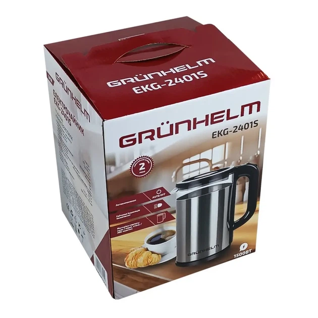 Електрочайник Grunhelm (EKG-2401S) 1,8л, 1500Вт, нержавійка - Фото 8 Електрочайник Grunhelm (EKG-2401S) 1,8л, 1500Вт, нержавійка - изображение 8