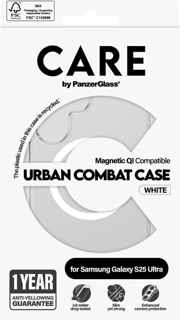 Чохол CARE by Panzer Glass Flagship Urban Combat Qi для Samsung Galaxy S25 Ultra Transparent-White (5715685017025) - зображення 4