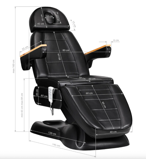 Кушетка косметологічна електрична Fregat SILLON Lux 273b 3 мотори Чорна - зображення 5