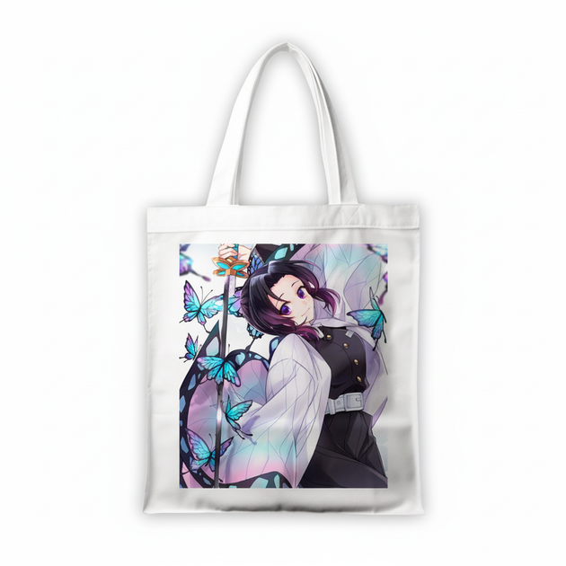 Сумка-шопер Клинок рассекающий демонов Demon Slayer: Kimetsu no Yaiba Синобу Кочо 39x35 см белая из габардина 6605 - Фото 1 Сумка-шопер Клинок рассекающий демонов Demon Slayer: Kimetsu no Yaiba Синобу Кочо 39x35 см белая из габардина 6605 - изображение 1